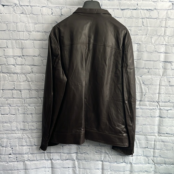 Italian Brown Leather Zip Up Jacket made‎ by CURGÈ Mens size 2XL NWT #7 - Picture 3 of 10